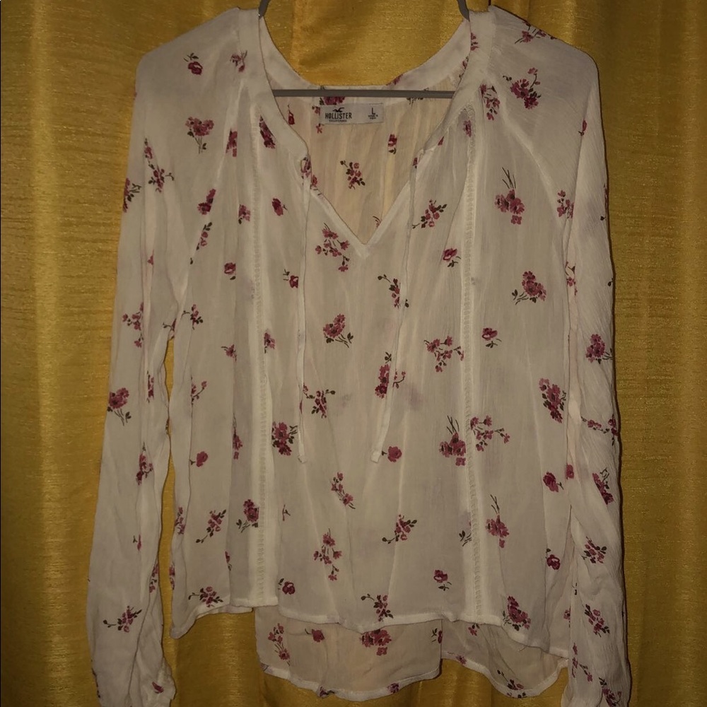 sheer, floral, long sleeved, blouse